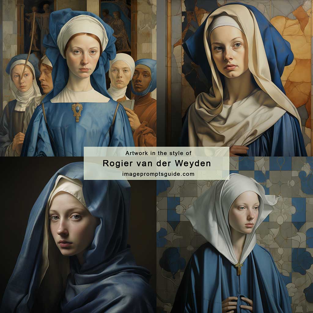 Artwork in the style of Rogier Van Der Weyden (Midjourney v5.2)
