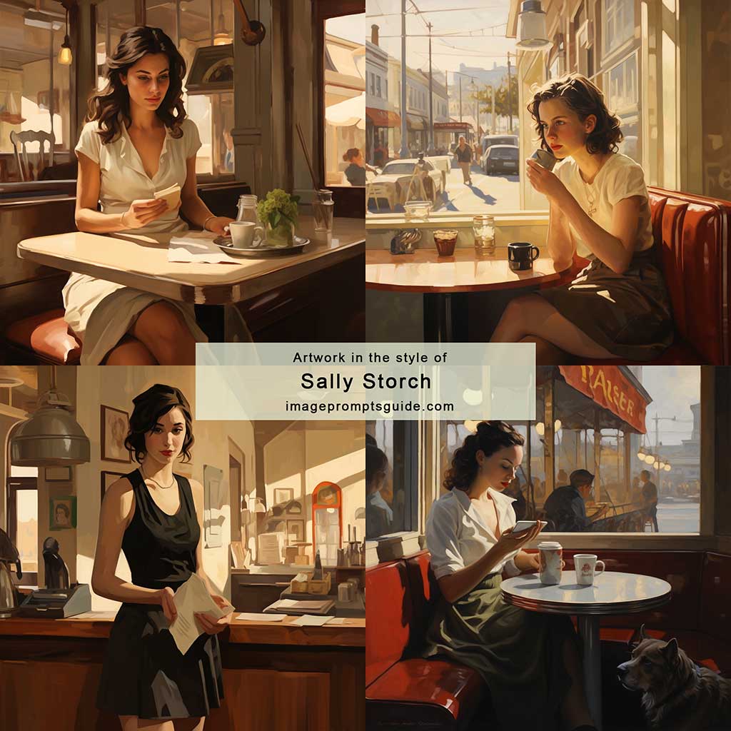 Artwork in the style of Sally Storch (Midjourney v5.2)