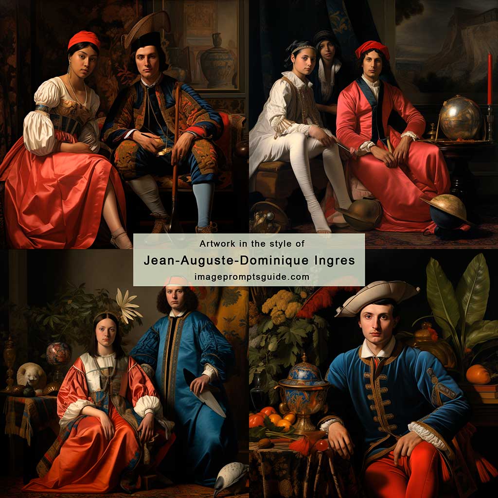 Artwork in the style of Jean-Auguste-Dominique Ingres (Midjourney v5.2)