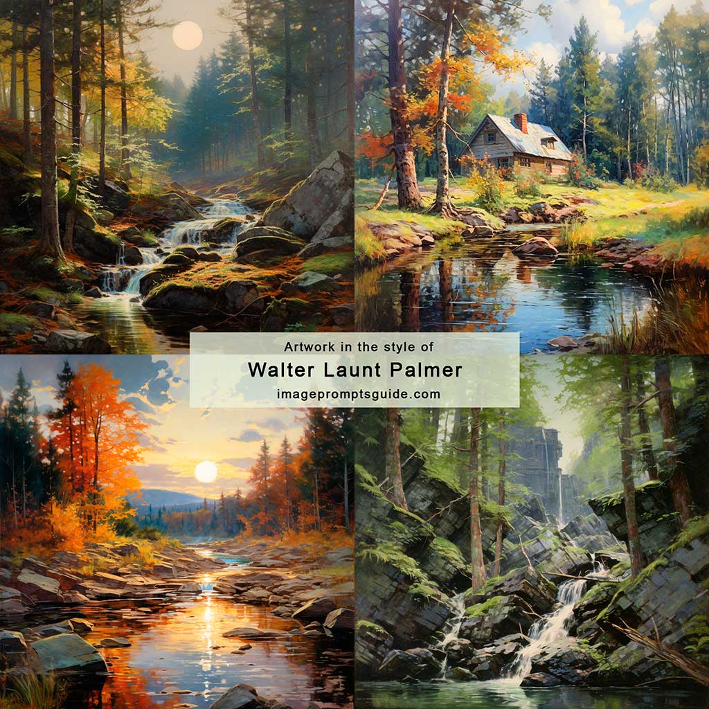 Artwork in the style of Walter Launt Palmer (Midjourney v5.2)